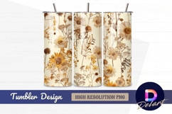 Botanical flower field pattern Tumbler PNG Design Product Image 1