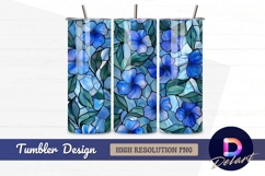 Blue floral stained glass Tumbler PNG Design Product Image 1