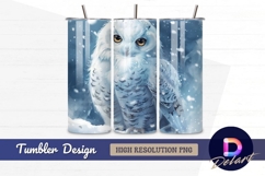 Beautiful snowy owl in winter Tumbler PNG Design Product Image 1