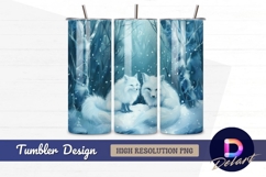 Two arctic foxes in snowy winter Tumbler PNG Design Product Image 1
