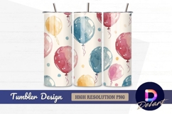 Watercolor balloons pattern ideal Tumbler PNG Design Product Image 1