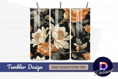 Elegant floral pattern dark Tumbler PNG Design Product Image 1
