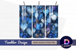 Blue stained glass hearts Tumbler PNG Design Product Image 1