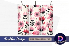 Pink flowers seamless pattern Tumbler PNG Design Product Image 1