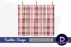Pink and brown plaid Tumbler PNG Design Product Image 1