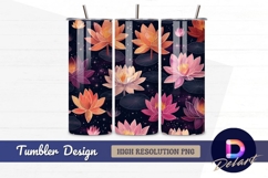 Colorful lotus flowers Tumbler PNG Design Product Image 1