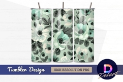 Mint and gray floral pattern Tumbler PNG Design Product Image 1