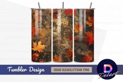 Autumn leaves fall on textured Tumbler PNG Design Product Image 1
