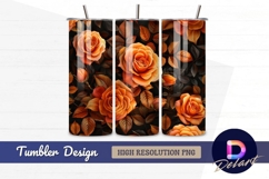 Orange rose floral pattern tumbler wrap design Product Image 1