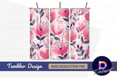 Pink floral pattern Tumbler PNG Design Product Image 1