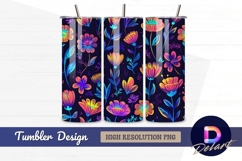 Vivid floral pattern Tumbler PNG Design Product Image 1