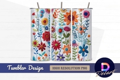 Colorful embroidered flower garden Tumbler PNG Design Product Image 1