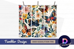 Butterflies and flowers Tumbler PNG Design Product Image 1