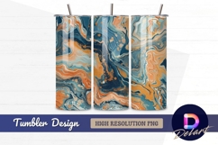 Blue orange gold marble abstract Tumbler PNG Design Product Image 1
