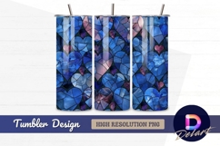 Blue hearts stained glass Tumbler PNG Design Product Image 1