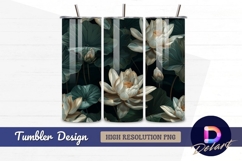Lotus flowers and leaves Tumbler PNG Design Product Image 1