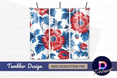 Red and blue floral Tumbler PNG Design Product Image 1