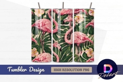 Pink flamingos floral pattern for Tumbler PNG Design Product Image 1