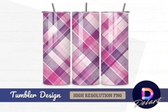 Purple and pink plaid pattern Tumbler PNG Design Product Image 1