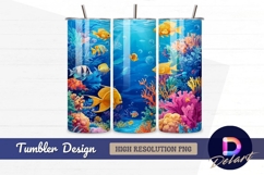 Colorful coral reef scene with tropical Tumbler PNG Design Product Image 1