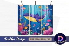 Whimsical underwater scene whale Tumbler PNG Design Product Image 1