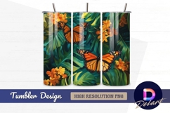 Monarch butterflies tropical foliage Tumbler PNG Design Product Image 1