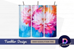 Pink dahlias floral acrylic painting Tumbler PNG Design Product Image 1