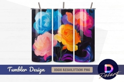 Abstract colorful floral painting for Tumbler PNG Design Product Image 1