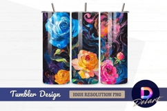 Colorful roses oil painting style Tumbler PNG Design Product Image 1