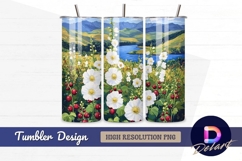 Oil painting flower meadow landscape Tumbler PNG Design Product Image 1
