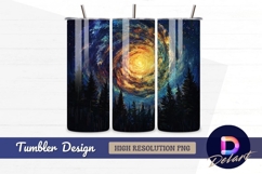 Galaxy swirl painting above forest Tumbler PNG Design Product Image 1