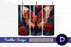 Butterfly and roses dark floral Tumbler PNG Design Product Image 1