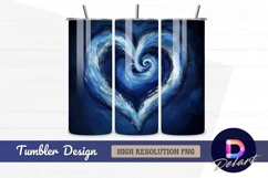 Blue heart artistic swirls Tumbler PNG Design Product Image 1