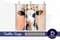 Calf with floral crown cute animal art Tumbler PNG Design Product Image 1