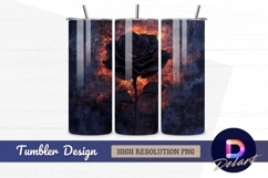 Fiery black rose on grunge background Tumbler PNG Design Product Image 1