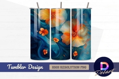Abstract floral design with blue waves Tumbler PNG Design Product Image 1