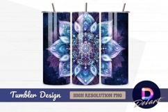 Blue purple floral mandala tumbler wrap design Product Image 1