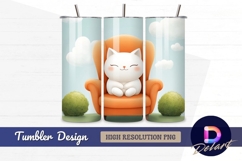 Cartoon cat relaxing in an orange Tumbler PNG Design Product Image 1