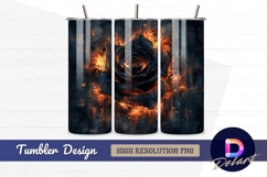 Burning black rose on dark wood Tumbler PNG Design Product Image 1