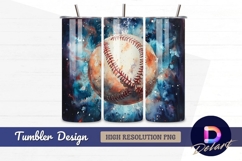 Watercolor baseball galaxy sports Tumbler PNG Design Product Image 1