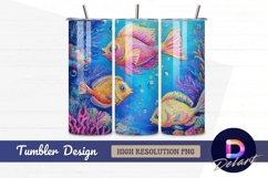 Colorful fish swimming in coral reef Tumbler PNG Design Product Image 1
