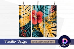Tropical flower and leaves Tumbler PNG Design Product Image 1