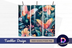 Butterflies and flowers artistic Tumbler PNG Design Product Image 1