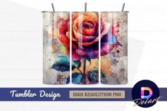 Vibrant rose flower watercolor painting Tumbler PNG Design Product Image 1