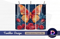 Red butterfly and roses Tumbler PNG Design Product Image 1