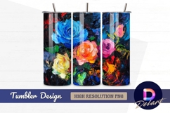 Colorful roses textured oil painting Tumbler PNG Design Product Image 1