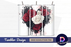 Red white and black roses heart Tumbler PNG Design Product Image 1