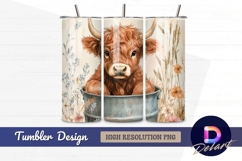 Cute highland cow in bucket Tumbler PNG Design Product Image 1