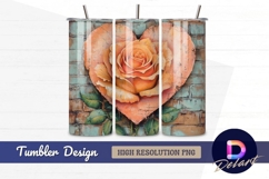 Peach rose heart on brick wall Tumbler PNG Design Product Image 1