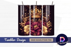 Golden crown with floral arrangement Tumbler PNG Design Product Image 1